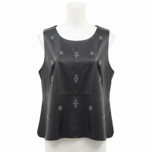 Lane Bryant Tank Faux Leather Peplum Jeweled Women's‎ 24 Black
